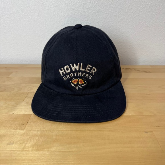 Howler Brothers Other - Howler Brothers Mens Navy Blue Embroidered Floral Logo Cotton Strapback Hat Cap